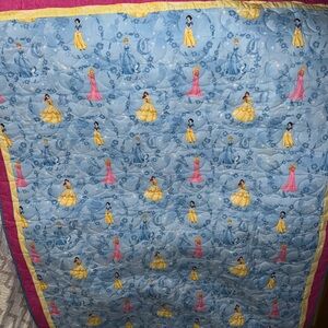 Children's Blue Princess Comforter/quilt style with Yellow and Pink trim